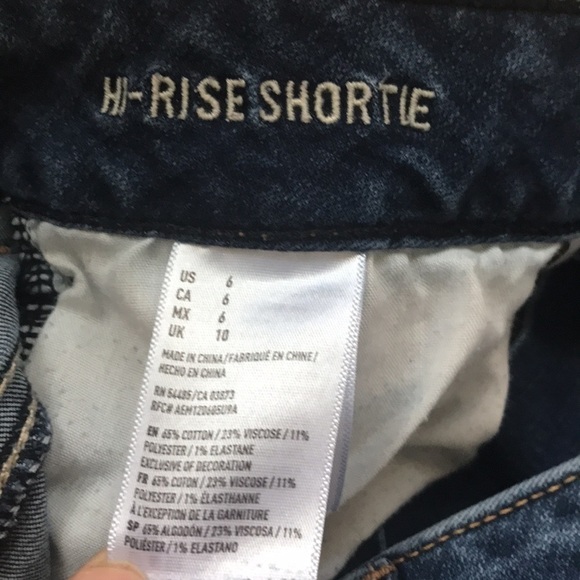 AMERICAN eagle super stretch high rise Shortie shorts jean denim  distressed  6 - Picture 9 of 9